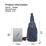 FANDARE Sling Bag met hoofdtelefoonopening voor studenten, party, outdoor, multifunctionele schoudertas voor dames en heren, slijtvast canvas, blauw, Retro