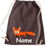 Shirtinstyle Gymtas, dierenvos met wensnaam, kinderen, stoffen tas, kinderrugzak, jute, gymtas,