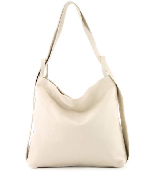 - T192 - ital. Dames rugzak tas 2-in-1 leer, Crème, Large