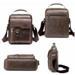 Hjkiopc Schoudertas heren schoudertas crossbody mobiele telefoon tas messenger bag herentas shulder bag lederen borstzak, A-bruin 2, Retro
