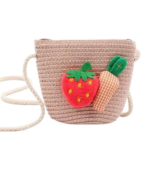 FJZFXKZL Strandtas, stro, handgemaakte zomer, kinderen, meisjes, schoudertas, bloemen, strotas, messengertas, kinderen, sleutel, muntzuip, mini handtas