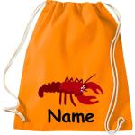 ShirtInStyle Turnbeutel, Tiere Hummer mit Wunschnamen, Kinder, Stoffbeutel, Kinderrucksack, Jute, Gymsack,