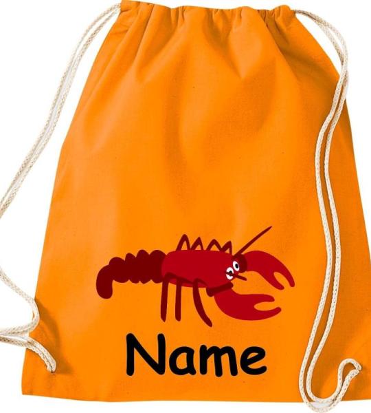 ShirtInStyle Turnbeutel, Tiere Hummer mit Wunschnamen, Kinder, Stoffbeutel, Kinderrucksack, Jute, Gymsack,
