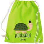 ShirtInStyle Kindergymtas, grappige dieren schildpad, verwisselbaar ondergoed met tekst naar wens, kinderen, dierentuin kinderdag familie, gymtas