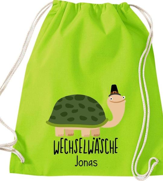ShirtInStyle Kindergymtas, grappige dieren schildpad, verwisselbaar ondergoed met tekst naar wens, kinderen, dierentuin kinderdag familie, gymtas