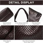 Geweven Tote Handtas voor Vrouwen Vegan Lederen Hand Tote Gebreide Zak, Grote Geweven Portemonnee Geweven Handtassen Gevlochten, Zilver, 3,091.2 cubic inches