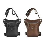 Waterdichte motortas lederen heren multifunctioneel ontwerp kleine koerierstas reizen riem taille pack drop been bag zakje (zwart)