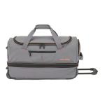 Travelite Basics Rolkoffer met 2 wielen, maat S met stretchplooi, zachte reistas met wielen met extra veel volume, grijs/groen, 55 cm