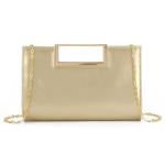 EVEOUT Clutch voor dames, PU-leer, avondhandtas met schouders, Chian partyhandtas, stijlvolle schoudertas voor party diner, goud