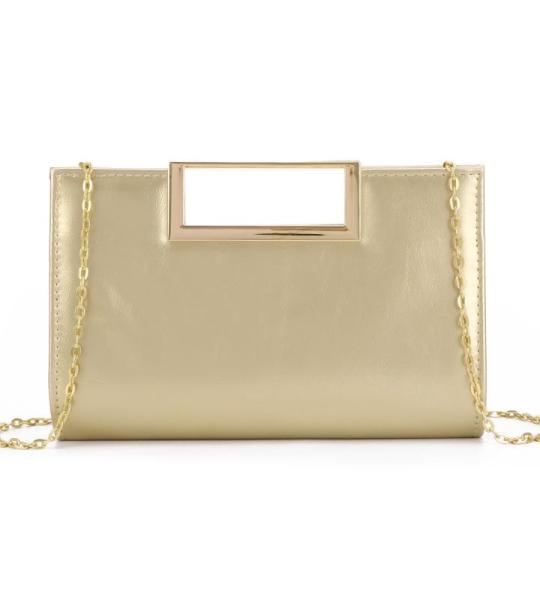 EVEOUT Clutch voor dames, PU-leer, avondhandtas met schouders, Chian partyhandtas, stijlvolle schoudertas voor party diner, goud
