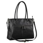Benthill Leren dameshandtas, hoogwaardige leren tas, grote klassieke damestas/shopper, elegante schoudertas, zwart