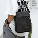 CHDWEY Umhängetaschen für Herren Leinwand Umhängetasche for Männer Tragbare Kurzstrecken Messenger Bag Multifunktionale Reisebrieftasche und Handtaschen Sack(Black)