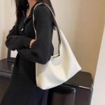 GSenhui Gevlochten tas, shopper, PU buideltas, schoudertas, geweven handtas, boodschappentas, draagtas voor school, dagelijks gebruik, zwart