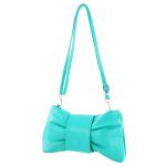 - T214 - Italiaanse schoudertas clutch leer klein, turquoiseblauw, Small