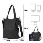 Shopper schoudertas voor dames, middelgroot, groot, met ritssluiting, grote werktas, handtas, schoudertassen voor werk, reizen, winkelen, school en dagelijks gebruik, zwart