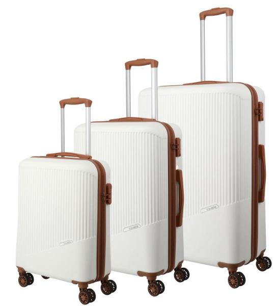 Travelite Koffer met 4 wielen, 3-delig, maten L/M/S, bagage serie Bali: ABS hardshell trolleys, cognac, Trolley met harde schaal L/M/S
