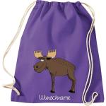 ShirtInStyle Kinder Turnbeutel, lustige Tiere Elch Hirsch mit Wunschnamen, Kinder, Tiere Zoo Kindertag Beutel
