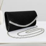 Clutch Bags voor Vrouwen Sprankelende Strass Diamante Satijn Avondtas Afneembare Ketting Riem Handtas Bruiloft Engagement Cocktail Party Banket Datum Prom Formele Jurk Dames, Zwart