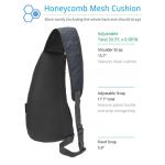 PivotWing Borstzak, sling-rugzak, kleine schoudertas, waterafstotend nylon, honingraatnetkussen, lichte kleine sling rugzak voor wandelingen, reizen, fietsen, hondenuitlaten, grijs