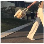 Strotas geweven groentemand tas handtas strandtas handtas handtas, beige, l