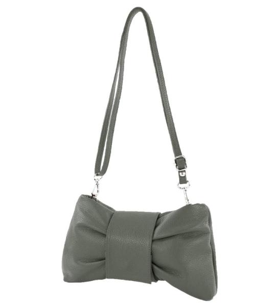 - T214 - Italiaanse schoudertas clutch leer klein, grafietgrijs, Small