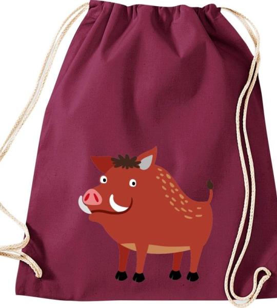 ShirtInStyle Turnbeutel, Wildschwein, Kinder, Stoffbeutel, Kinderrucksack, Jute, Gymsack,