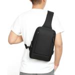 Schoudertas, borsttas, lichte sling bag, crossbody schoudertas, outdoor, waterdicht, casual, voor heren, wandelen, fietsen, zwart