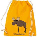 ShirtInStyle Kinder Turnbeutel, lustige Tiere Elch Hirsch mit Wunschnamen, Kinder, Tiere Zoo Kindertag Beutel