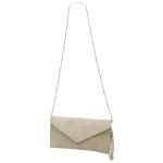Palma G299 Lederen clutch schoudertas kleine tas avondtas in suède of metallic 31,5x16,5cm, Beige W., Small