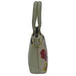 Anna by Anuschka Schooltas voor dames, handtas van echt leer, handbeschilderd, klein, drie katjes, blauw