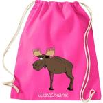 ShirtInStyle Kinder Turnbeutel, lustige Tiere Elch Hirsch mit Wunschnamen, Kinder, Tiere Zoo Kindertag Beutel
