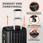 MONZANA 3-delige kofferset Baseline hardshell koffer M-L-XL gelgrepen 4 wielen randbescherming slot poten ABS trolley rolkoffer reiskoffer set, zwart