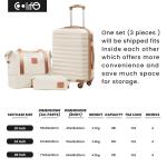 COOLIFE Koffer trolley koffer reiskoffer van ABS hard shell trolley 4 wielen TSA-slot de koffer bevat 1 reistas en 1 toilettas, blauw/bruin, vrije tijd, dames, reizen
