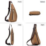 VARLIVOO Schoudertas voor heren, leren borsttas, anti-diefstal, slingrugzak, kleine schoudertas, reizen, sling bag, crossbody bag, dagrugzak voor kamperen, wandelen, fietsen, bruin