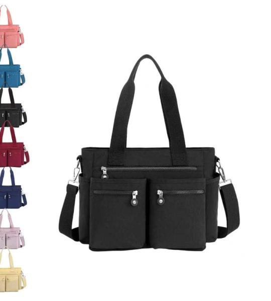 Generisch Einfache Tragetasche mit großem Fassungsvermögen for Damen, einfarbig, großer Rucksack mit mehreren Fächern, wasserdichte Umhängetasche aus Nylon mit mehreren Tasche