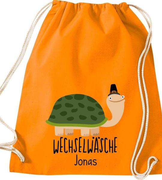 ShirtInStyle Kindergymtas, grappige dieren schildpad, verwisselbaar ondergoed met tekst naar wens, kinderen, dierentuin kinderdag familie, gymtas
