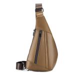 VARLIVOO Schoudertas voor heren, leren borsttas, anti-diefstal, slingrugzak, kleine schoudertas, reizen, sling bag, crossbody bag, dagrugzak voor kamperen, wandelen, fietsen, bruin