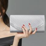 Clutch Bags voor Vrouwen Sprankelende Strass Diamante Satijn Avondtas Afneembare Ketting Riem Handtas Bruiloft Engagement Cocktail Party Banket Datum Prom Formele Jurk Dames, Zilve