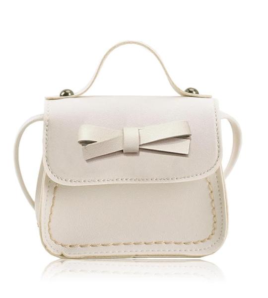 PU Lederen Messenger Kinderen Tas, Crossbody Tas met Strik, Meisjes Handtas met Strik, voor Feest, Winkelen, Fotografie, Performance (Beige)