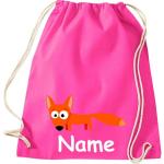 Shirtinstyle Gymtas, dierenvos met wensnaam, kinderen, stoffen tas, kinderrugzak, jute, gymtas,