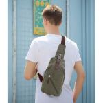 fandare Sling Bag met kopfhöreröffnung 9.7 inch iPad Studenten Party Outdoor multifunctioneel Schoudertas Dames/heren slijtvaste linnen, legergroen
