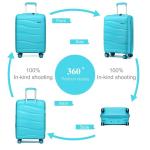 KONO Trolleys koffer met beautycase 100% PP koffer set, lichtblauw