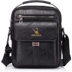 Hjkiopc Schoudertas heren schoudertas crossbody mobiele telefoon tas messenger bag herentas shulder bag lederen borstzak, B-Zwart, Retro