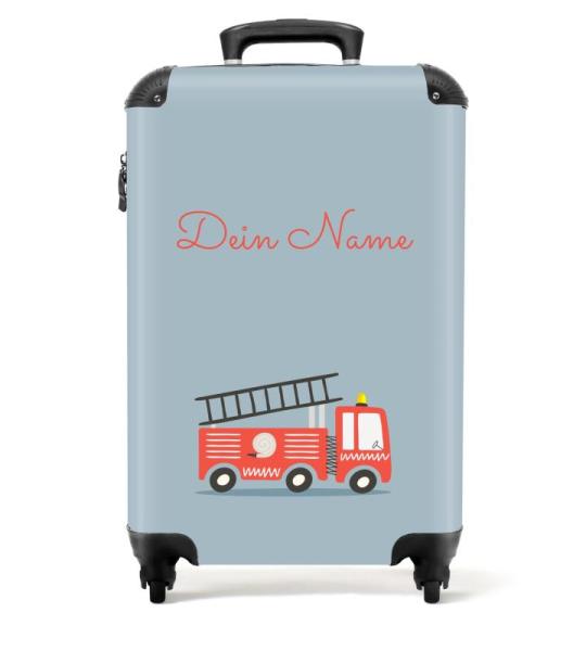 NoBoringSuitcases.com Kinderkoffer, handbagage, harde koffer met TSA-slot, jongens en meisjes, trolley, reiskoffer, draagtas, rolkoffer, klein of middelgroot, 24 Rode Brandweerauto
