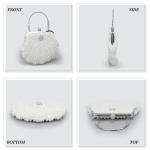 Dames Pearl Kralen Clutch Portemonnees Vintage Kristal Bruid Avondtas voor Bruiloft Cocktail Party Prom, Wit A