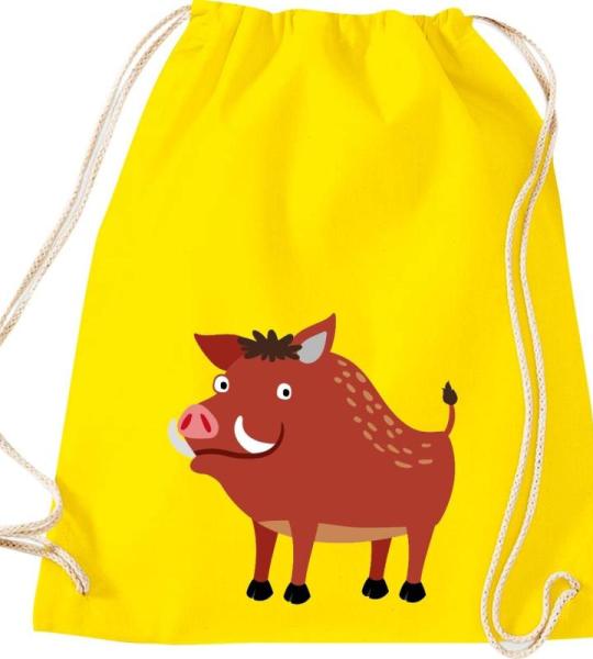ShirtInStyle Turnbeutel, Wildschwein, Kinder, Stoffbeutel, Kinderrucksack, Jute, Gymsack,