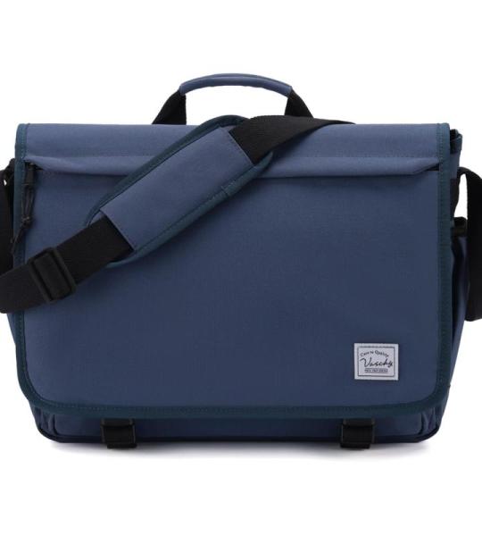 voor heren, waterafstotend, 15,6 inch schoudertas, laptoptas voor dames, met gevoerde schouderriem, schooltas, herentas voor werk, school, zakelijk, blauw