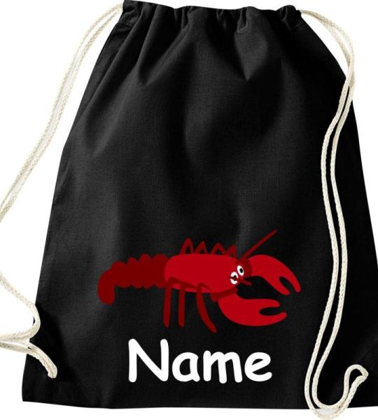 ShirtInStyle Turnbeutel, Tiere Hummer mit Wunschnamen, Kinder, Stoffbeutel, Kinderrucksack, Jute, Gymsack,