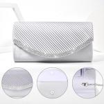 Clutch Bags voor Vrouwen Sprankelende Strass Diamante Satijn Avondtas Afneembare Ketting Riem Handtas Bruiloft Engagement Cocktail Party Banket Datum Prom Formele Jurk Dames, Zilve