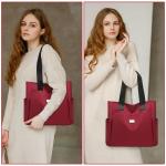 grote schoudertas voor dames, voor dames van lichtgewicht nylon, waterdichte Oxford-stof, damesshopper met meerdere zakken, geschikt voor winkelen, reizen, werk, kantoor (rood)